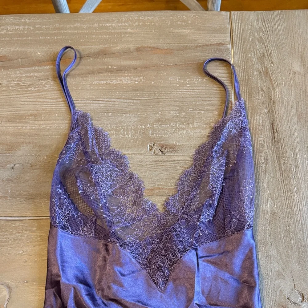 Victoria's Secret Lavender Satin Lace Slip Dress Lingerie - Large - Like New - Picture 4 of 14